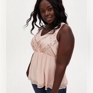 Torrid Light Pink Peplum Chiffon Embellished Top Sequined